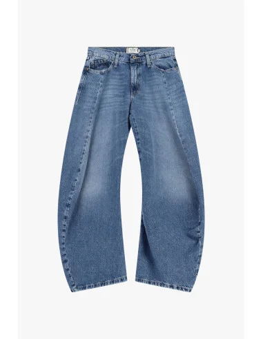 Extra-Wide-Leg Tapered Jeans with Please Stitching