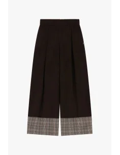 Pantalon palazzo taille haute à revers à carreaux Please 2