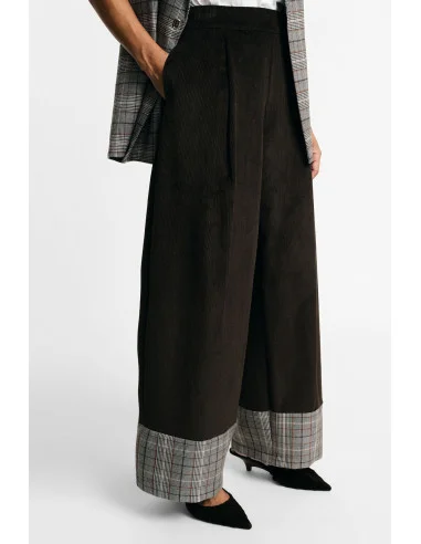 Pantaloni Palazzo A Vita Alta Con Risvolto A Quadri Please