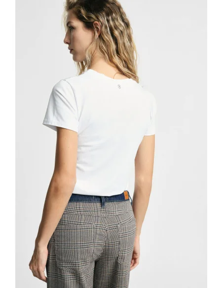 Round-Neck T-Shirt with Decorated Rabbit Print Please