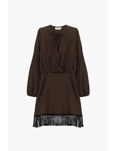 Robe courte à manches longues et à franges Please 2
