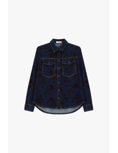Camicia Denim Con Motivo Floreale E Tasche Please 2