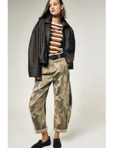 Camouflage Print Palazzo Trousers with Belt Please