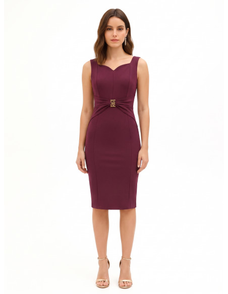 Robe fourreau à décolleté cœur et boucle logo RR à la taille Rinascimento