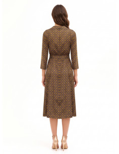Robe-chemise midi en satin avec col en V et ceinture rigide assortie Rinascimento 2