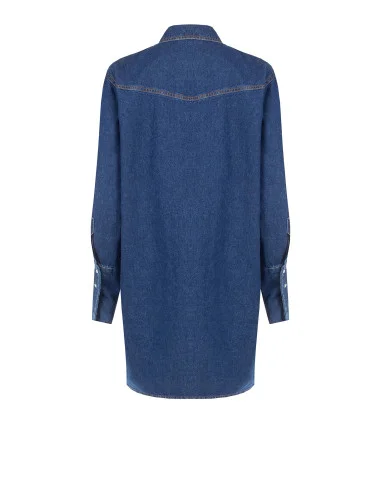 Abito Corto Over A Camicia In Denim Con Taschini E Bottoni A Pressione Rinascimento