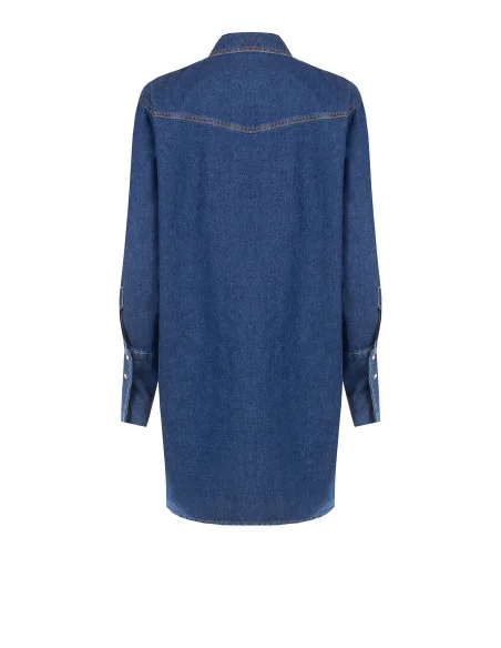 Abito Corto Over A Camicia In Denim Con Taschini E Bottoni A Pressione Rinascimento