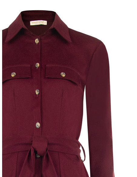 Robe courte-chemise en denim de velours avec ceinture assortie Rinascimento