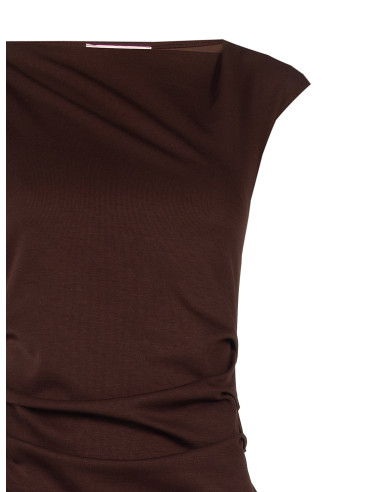 Long Ruched Knit Dress with Asymmetrical Hem Rinascimento