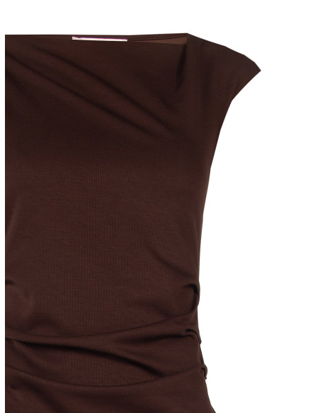 Long Ruched Knit Dress with Asymmetrical Hem Rinascimento