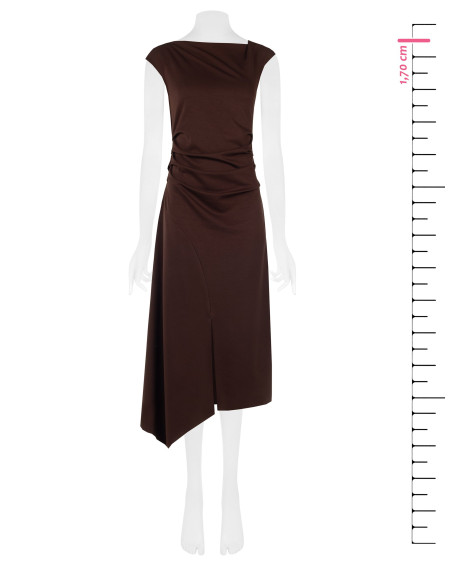Long Ruched Knit Dress with Asymmetrical Hem Rinascimento