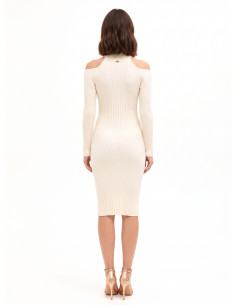 Robe midi près du corps en maille côtelée avec découpes aux épaules Rinascimento 2