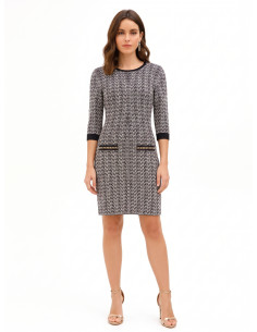 Robe fourreau en tweed avec lurex Rinascimento - Noir