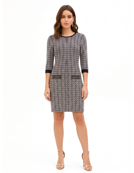 Lurex Tweed Sheath Dress Rinascimento - Black