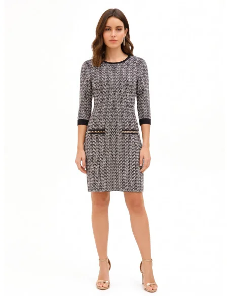 Robe fourreau en tweed avec lurex Rinascimento - Noir