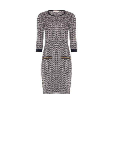 Lurex Tweed Sheath Dress Rinascimento - Black
