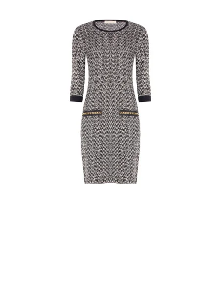 Robe fourreau en tweed avec lurex Rinascimento - Noir