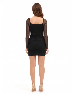 Short Dress in Stretch Mesh with Side Gathering Rinascimento 2