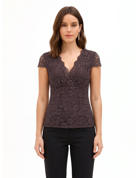 Top In Pizzo Chantilly Con Scollo A V Rinascimento