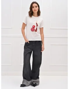 Cotton T-Shirt with Christmas-Themed Print Rinascimento 2