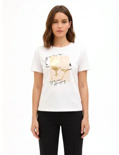 Regular-Fit Cotton T-Shirt with Rinascimento Face Foil Print