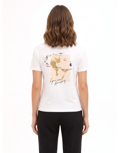 Regular-Fit Cotton T-Shirt with Rinascimento Face Foil Print