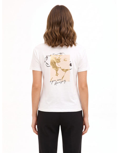 Regular-Fit Cotton T-Shirt with Rinascimento Face Foil Print