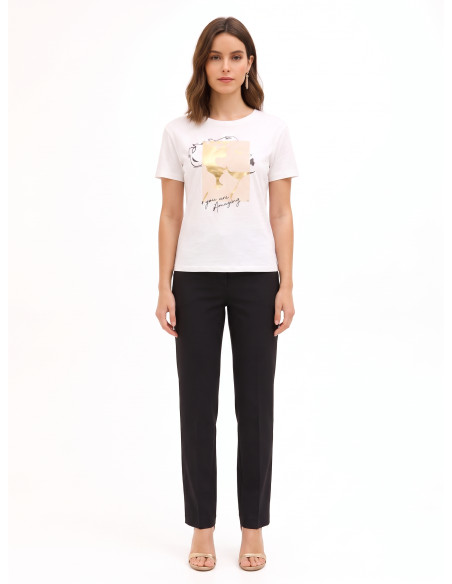 Regular-Fit Cotton T-Shirt with Rinascimento Face Foil Print