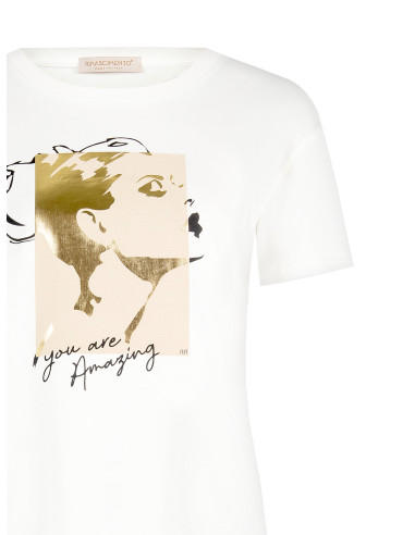 Regular-Fit Cotton T-Shirt with Rinascimento Face Foil Print