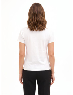 T-shirt regular en coton avec slogan et cristaux cabochon Rinascimento - Blanc crème 2