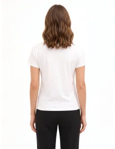 Regular-Fit Cotton T-Shirt with Slogan and Cabochon Crystals Rinascimento - Off-White 2