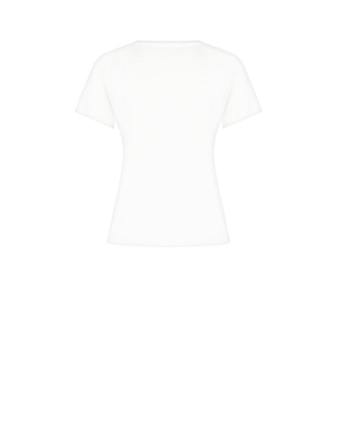 Regular-Fit Cotton T-Shirt with Slogan and Cabochon Crystals Rinascimento - Off-White