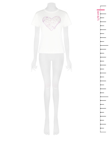 Regular-Fit Cotton T-Shirt with Slogan and Cabochon Crystals Rinascimento - Off-White
