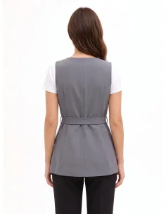 Long-cut viscose-blend vest with matching belt Rinascimento 2