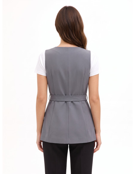 Long-cut viscose-blend vest with matching belt Rinascimento