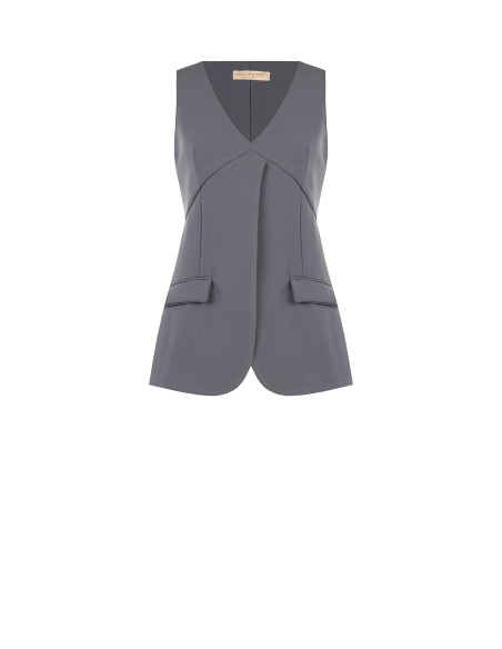 Long-cut viscose-blend vest with matching belt Rinascimento