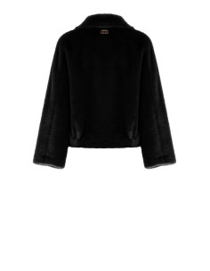 Manteau court en fausse fourrure avec maxi poches Rinascimento - Noir 2