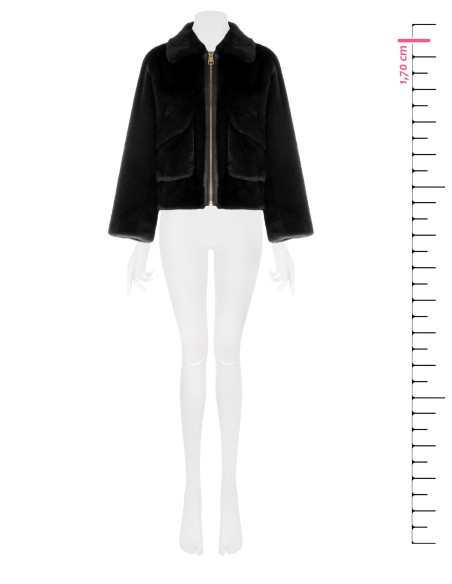 Manteau court en fausse fourrure avec maxi poches Rinascimento - Noir