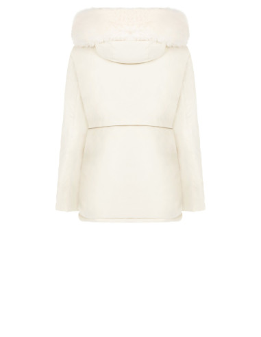 Padded Parka-Style Coat with Hood and Removable Faux Fur Rinascimento