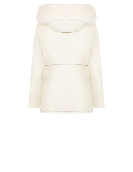 Padded Parka-Style Coat with Hood and Removable Faux Fur Rinascimento
