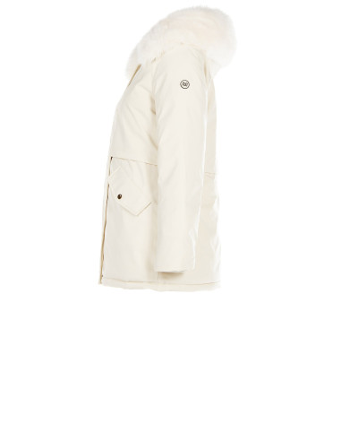 Padded Parka-Style Coat with Hood and Removable Faux Fur Rinascimento