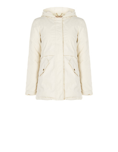 Padded Parka-Style Coat with Hood and Removable Faux Fur Rinascimento