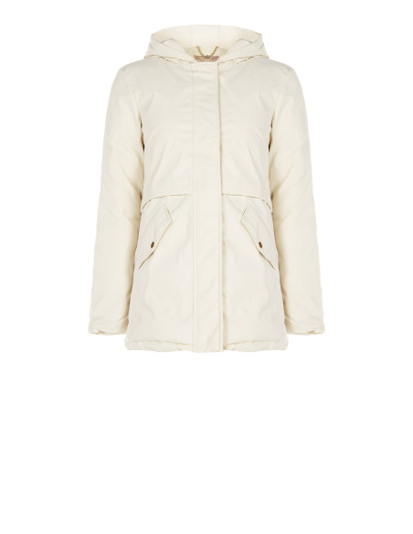 Padded Parka-Style Coat with Hood and Removable Faux Fur Rinascimento