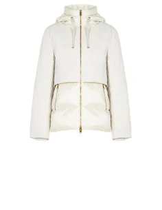 Short Hooded Puffer Jacket with Waterproof Fabric Inserts Rinascimento - Light Gray