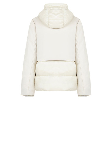 Doudoune courte à capuche avec empiècements en tissu imperméable Rinascimento - Gris clair