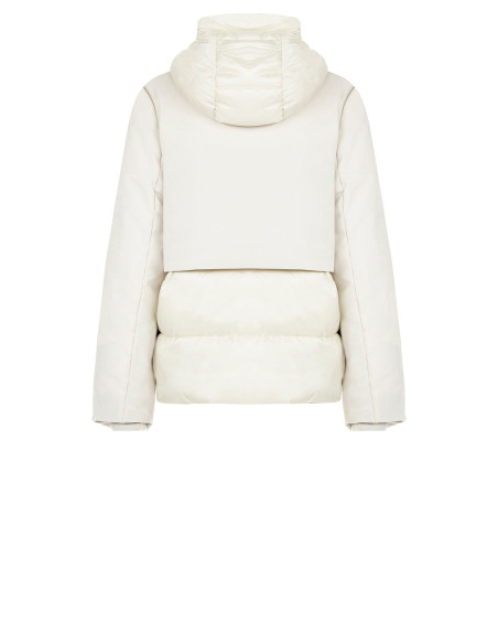Doudoune courte à capuche avec empiècements en tissu imperméable Rinascimento - Gris clair