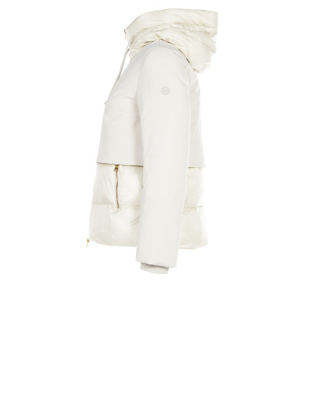 Doudoune courte à capuche avec empiècements en tissu imperméable Rinascimento - Gris clair