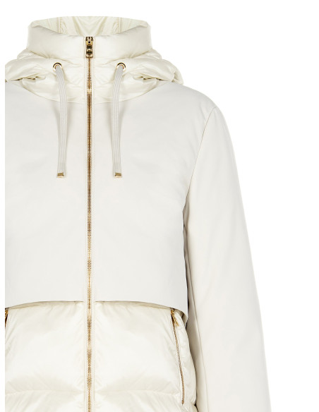 Doudoune courte à capuche avec empiècements en tissu imperméable Rinascimento - Gris clair