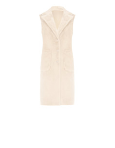 Manteau long sans manches réversible en suédine et fausse fourrure Rinascimento - Blanc crème