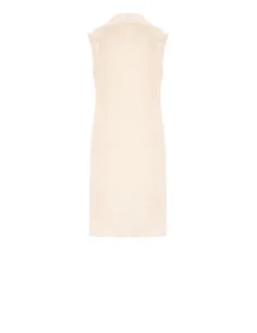 Long Reversible Sleeveless Suede-Look Coat in Faux Fur Rinascimento - Cream White 2
